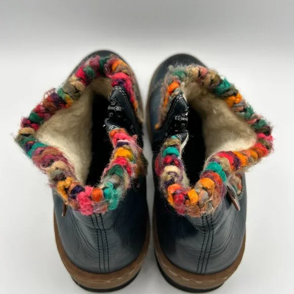 Rieker Boots 41 US 9.5 Blue Leather Felicitas Ankle Booties Sherpa Lined - Picture 4 of 12